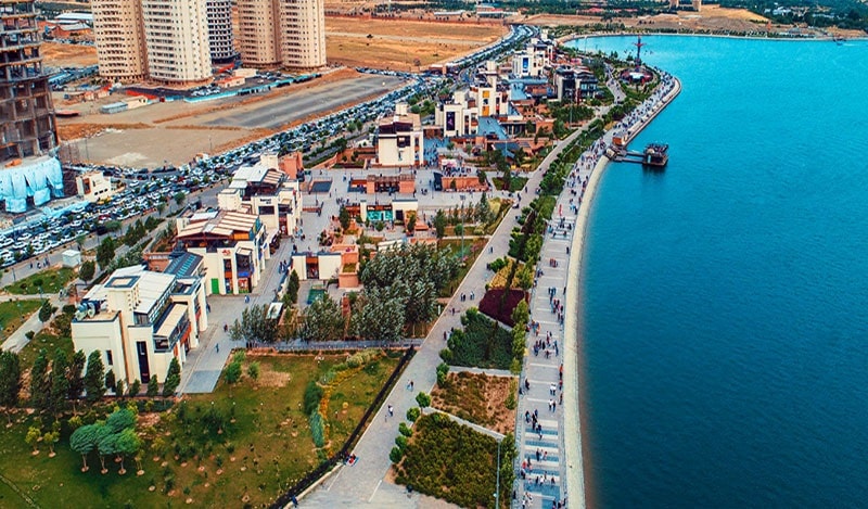 تصویر هوایی از مجموعه تفریحی توریسی باملند دریاچه چیتگر