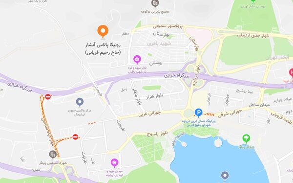 موقعیت مکانی پروژه رونیکا پالاس آبشار