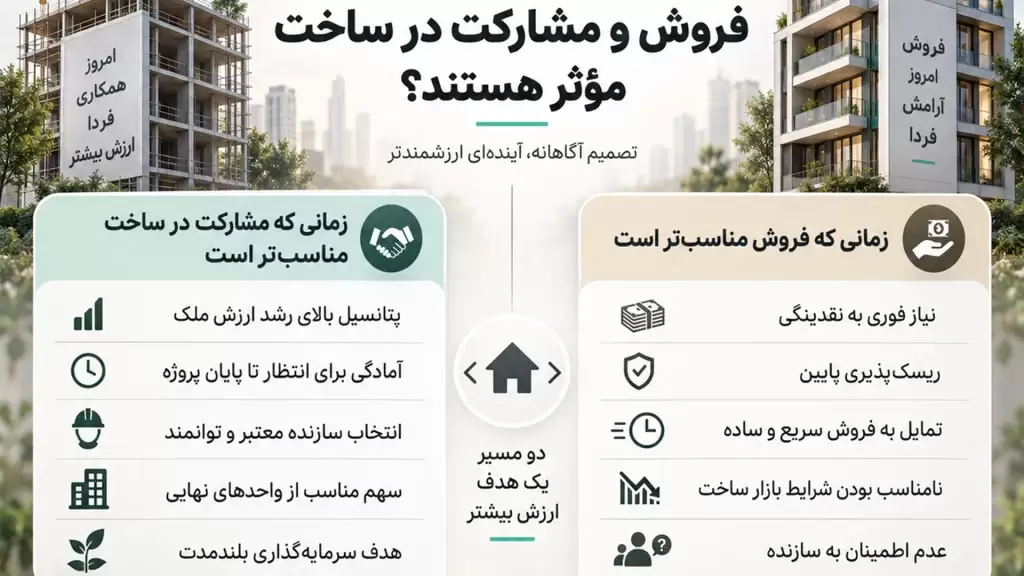 فروش و مشارکت در ساخت مهم هستند؟